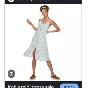 Kohls Sundress Womens Size Small Floral Tank Sky Blue India Gypsy Flower Button